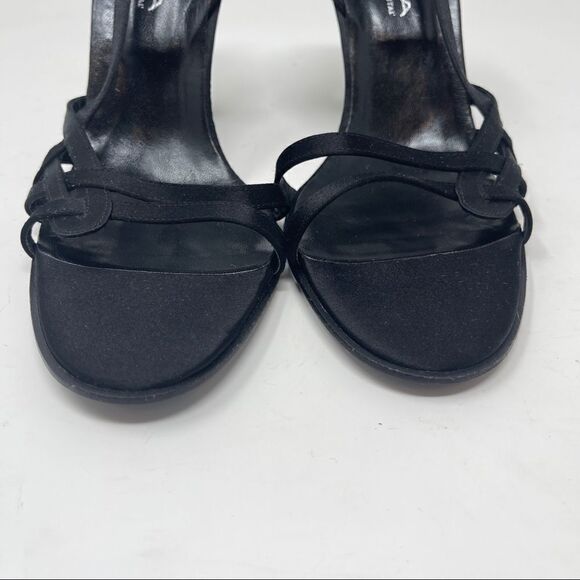 Via Spiga Sandals Strappy Satin Black Women's Size 8 Heeled - Picture 3 of 9